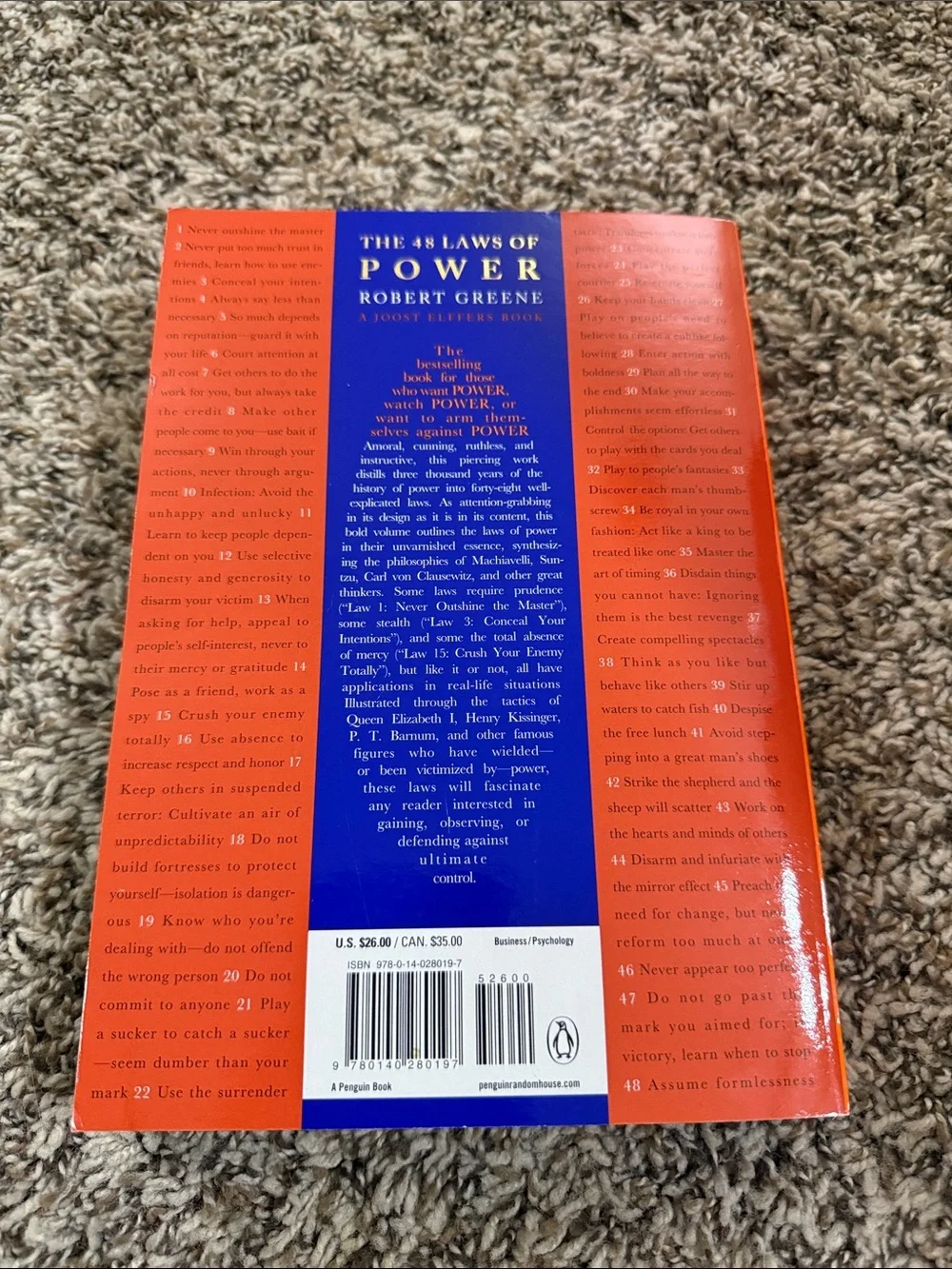 The 48 Laws of Power by Robert Greene - Red & Blue Paperback